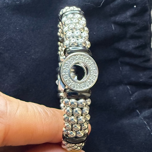 Black Ceramic and Diamond Circle Bracelet from Lagos Sz6 and Sz7( 9mm) - Picture 11 of 11